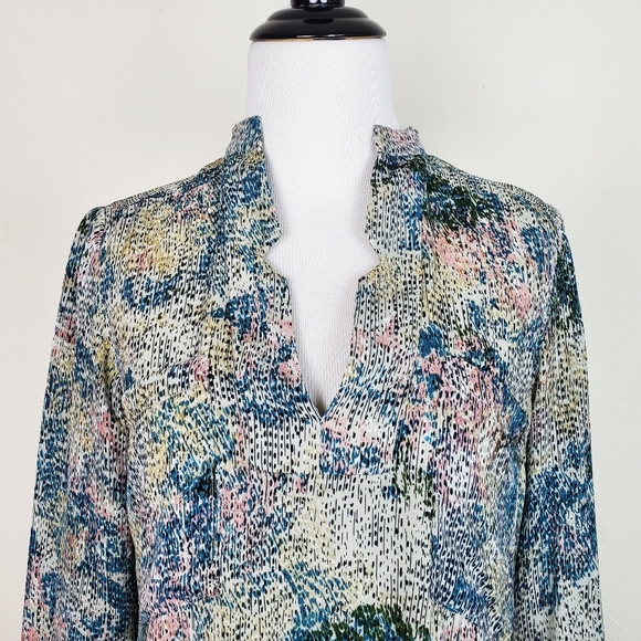 Rachel Mara Blouse Top Silk Abstract Impressionist Boho Cottagecore Artsy - Picture 3 of 10